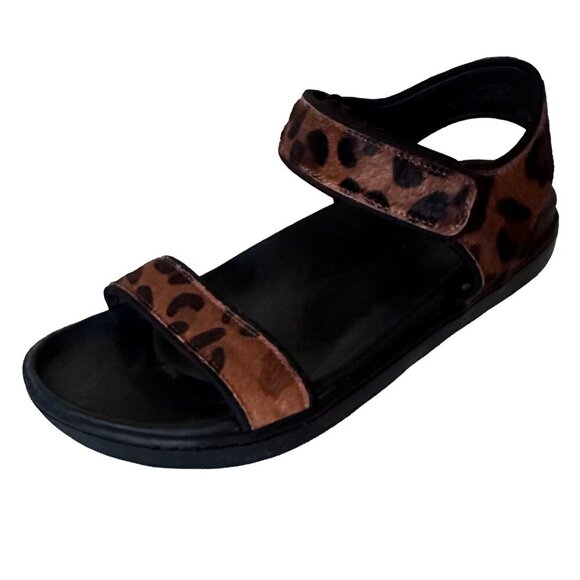 A7EIJE Astra Sandals Leopard Black Leather - Picture 1 of 7